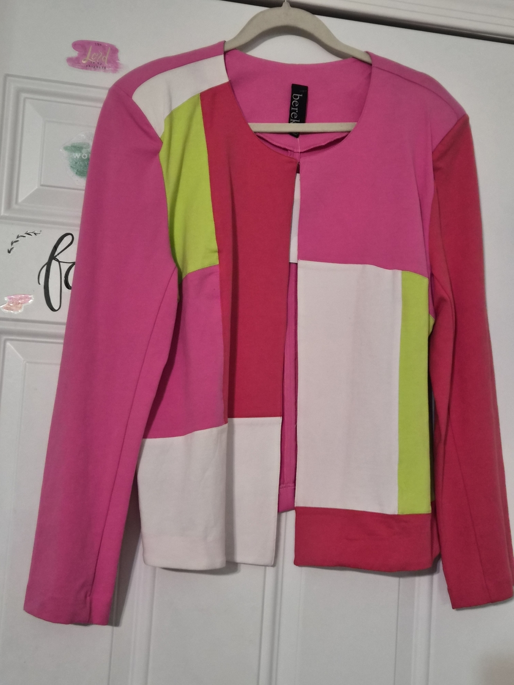 berek Pink, Lime & White Colorblock Long-Sleeve Top